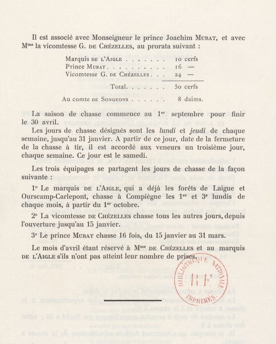 Adjudications pour les années 1904-1911 à Compiègne (2/2) - Tiré de l'ouvrage Essai sur la chasse du daim - Charles de Salverte (1906) - Decelle (Comp